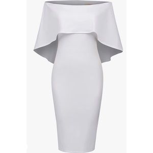 Off shoulder batwing cape slim midi dress